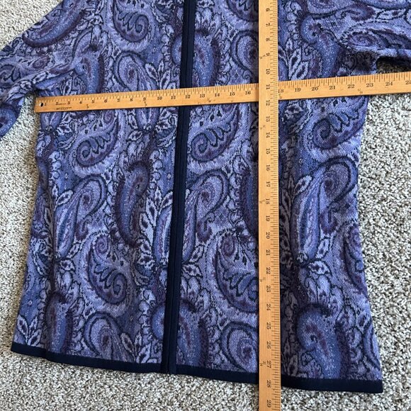 Pendleton Womens Plus 1X Purple Paisley Full-Zip Jacket Merino Wool Long Sleeve - Picture 8 of 10